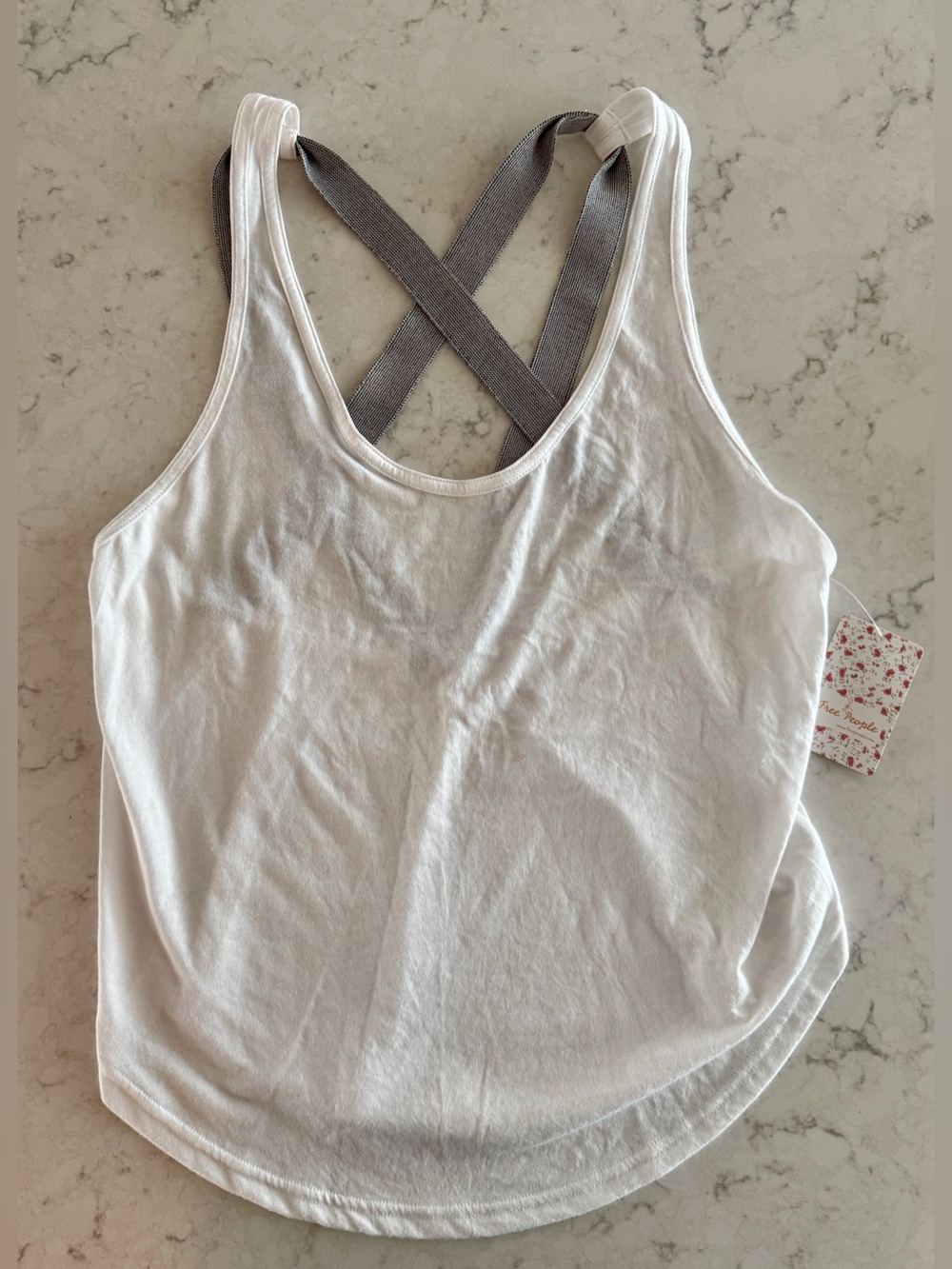 Free People Tank Top - White with Gray Straps NWT - Picture 2 of 6